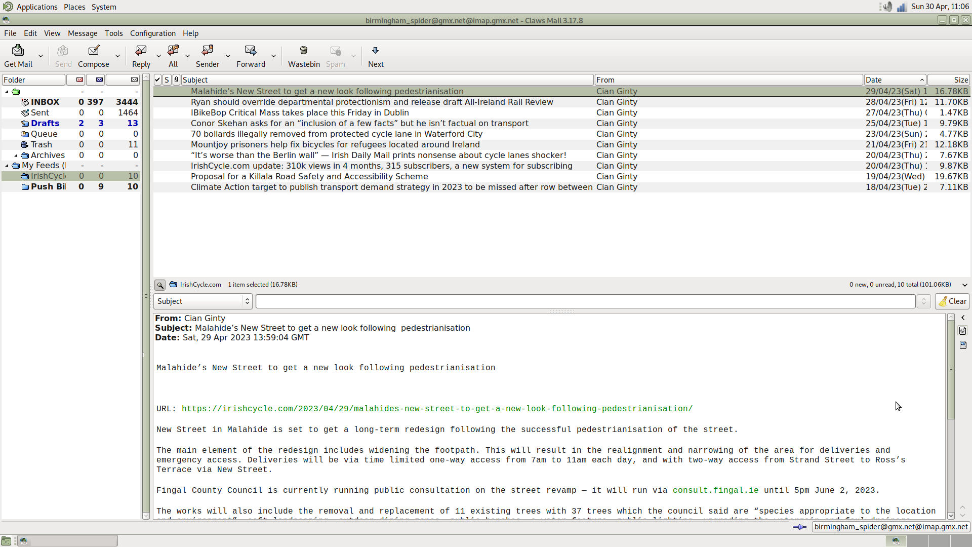 Viewing RSS News Feeds Using Claws/RSSyl
