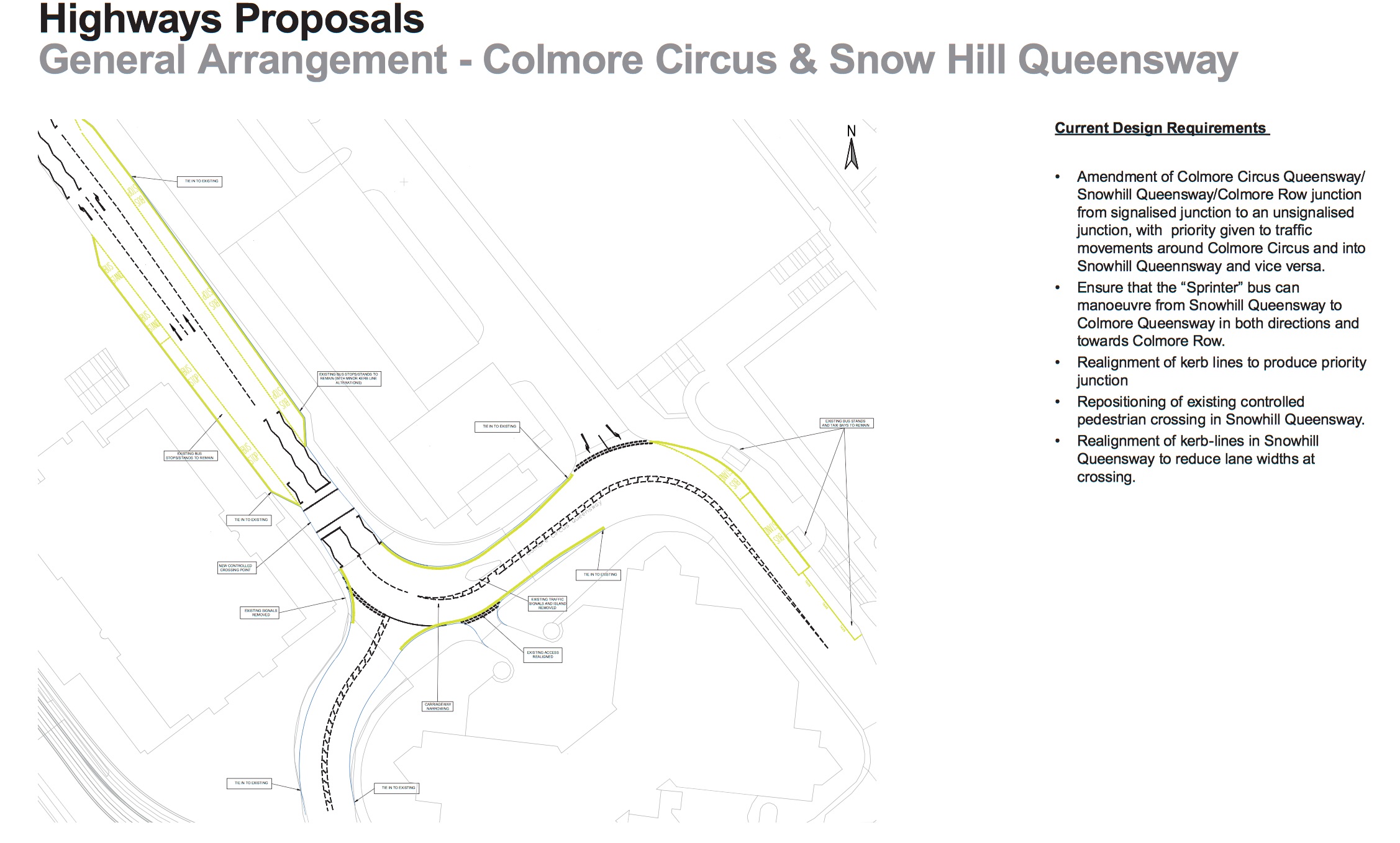 Plans showing the proposed changes to Colmore Circus