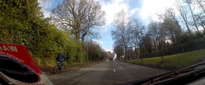 Cyclist on the first Bristol Road cycle lane