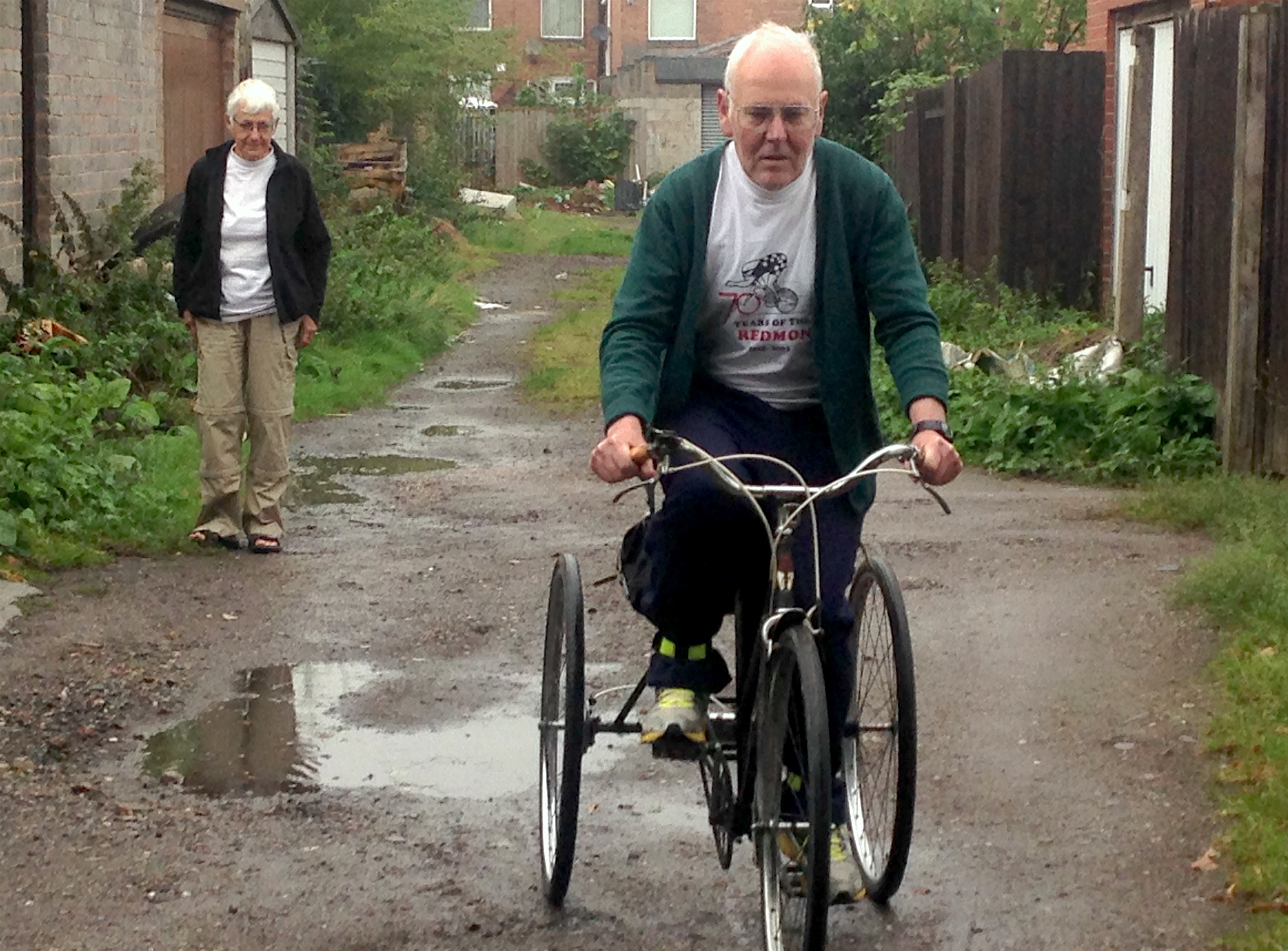Howard Boyd on his tricycle