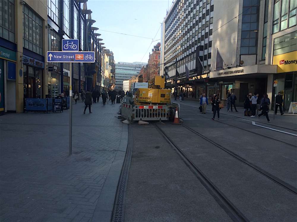 Looking down Corporation Street to New Street