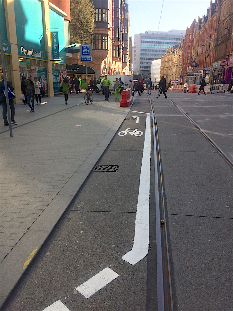 The cycle route leaves Corporation Street