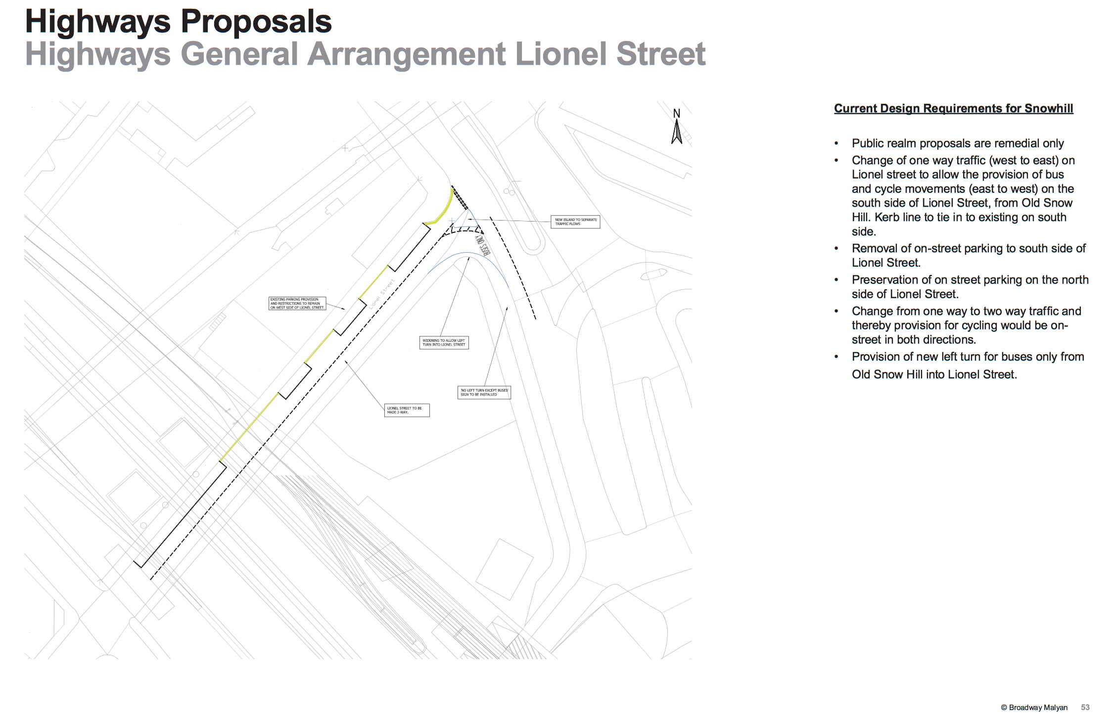 Proposals for a new bus gate at the entrance to Newhall Street