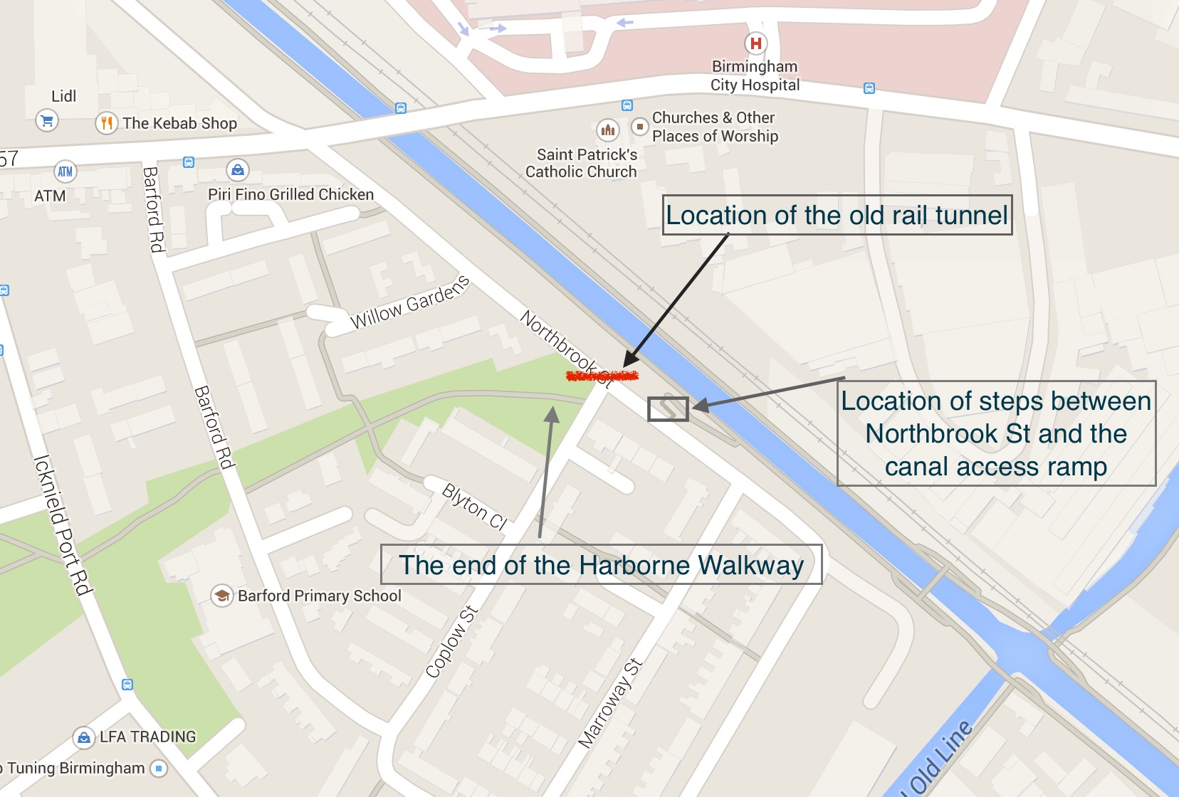Northbrook St rail tunnel map