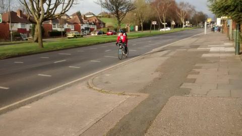 Shared use pavement on Bristol Road.