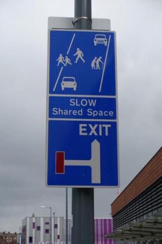 Shared Space sign at Longbridge