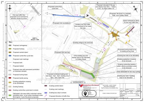 Highways diagram of the proposed changes at Hurst Street.
