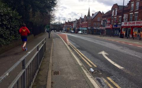 An old hybrid cycle-track on Wilmslow Road