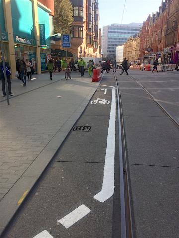 The cycle route leaves Corporation Street