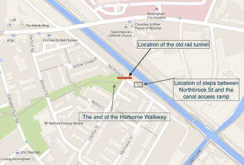Northbrook St rail tunnel map