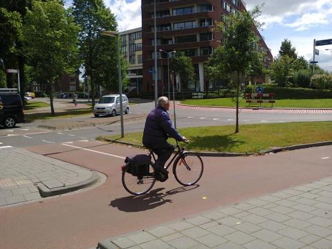 Street level view of a Dutch roundabout