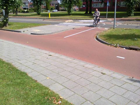 Street level view of a Dutch roundabout