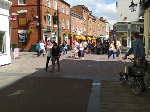 The pedestrianised centre of Leicester