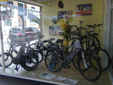 E-Bikes in a local bike shop