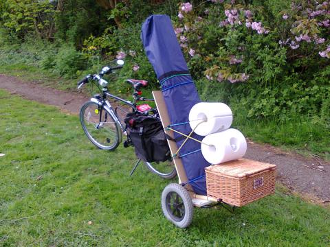 bike with loaded cycle trailer