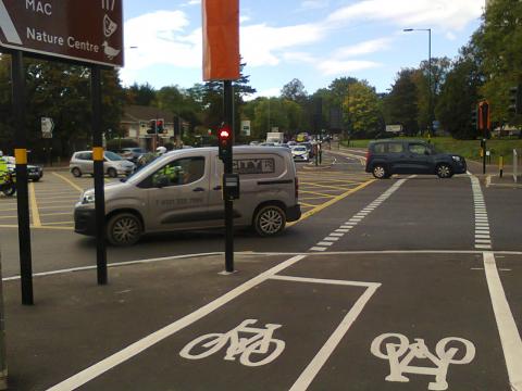 Cycle crossing on the Pershore Road Priory Road junction