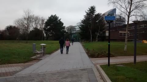 Cyclists are expected to push their bikes from University Station