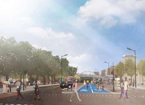 An artist's visualisation of Moor Street Queensway after the proposed redevelopment.