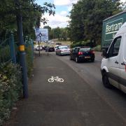 Shared use pavement next to A4132