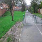 Barrier on the River Rea Valley route
