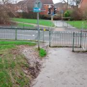 Barrier on the River Rea Valley route
