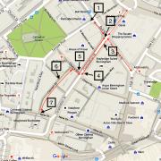 Map of the cycle route along Corporation Street