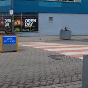 Pink Shared Space zebra crossing in Longbridge
