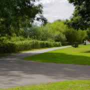 A path leading along the side of the River Severn in Worcester