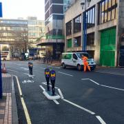 Protection of the cycle lane at the car park entrance on Hill Street