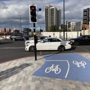 Straight-across cycle crossing at the A4040 A34 crossroads