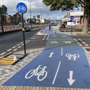 Cycle track at the Canterbury Road junction entering Perry Barr local centre.