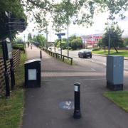 Bollards at the bridge next to the Worcester racecourse
