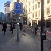 End of cycle route sign on Bull Street