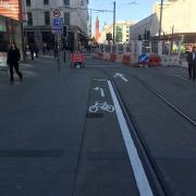 Cycle signs at the Bull Street, Corporation Street crossroads