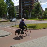 Street level view of a Dutch roundabout