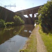 Motorway, railway, and canal