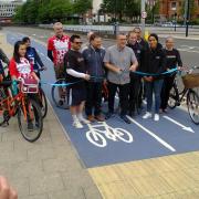 Cutting the Ribbon to Open the A34 and A38 Cycleways
