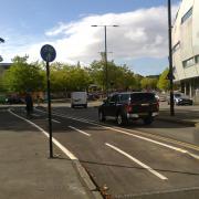 Bi-directional cycle track approaching the Cannon Hill car park entrance.