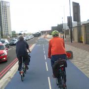 Cycle track outside the One Stop shopping centre