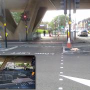 The new toucan crossings under the flyover at the Heathfield Road junction