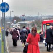 A sheltered cycle path at the QE