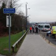 A briefly discontinuous cyleway at the QE