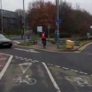 Poor cycleway design outside The Barberry