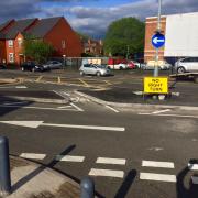 The new central island at the Warwards Lane Pershore Road junction.