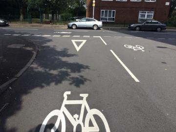 A junction on the A47 cycle route as it cuts through Vauxhall.