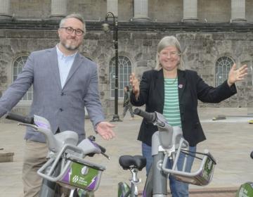 Adam Tranter and Liz Clements with West Midlands Hire Bikes