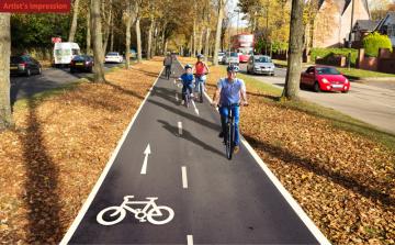 Artists impression of the cycle track along the central reservation.