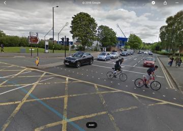 Looking down Edgbaston Road towards the cricket ground from Pershore Road